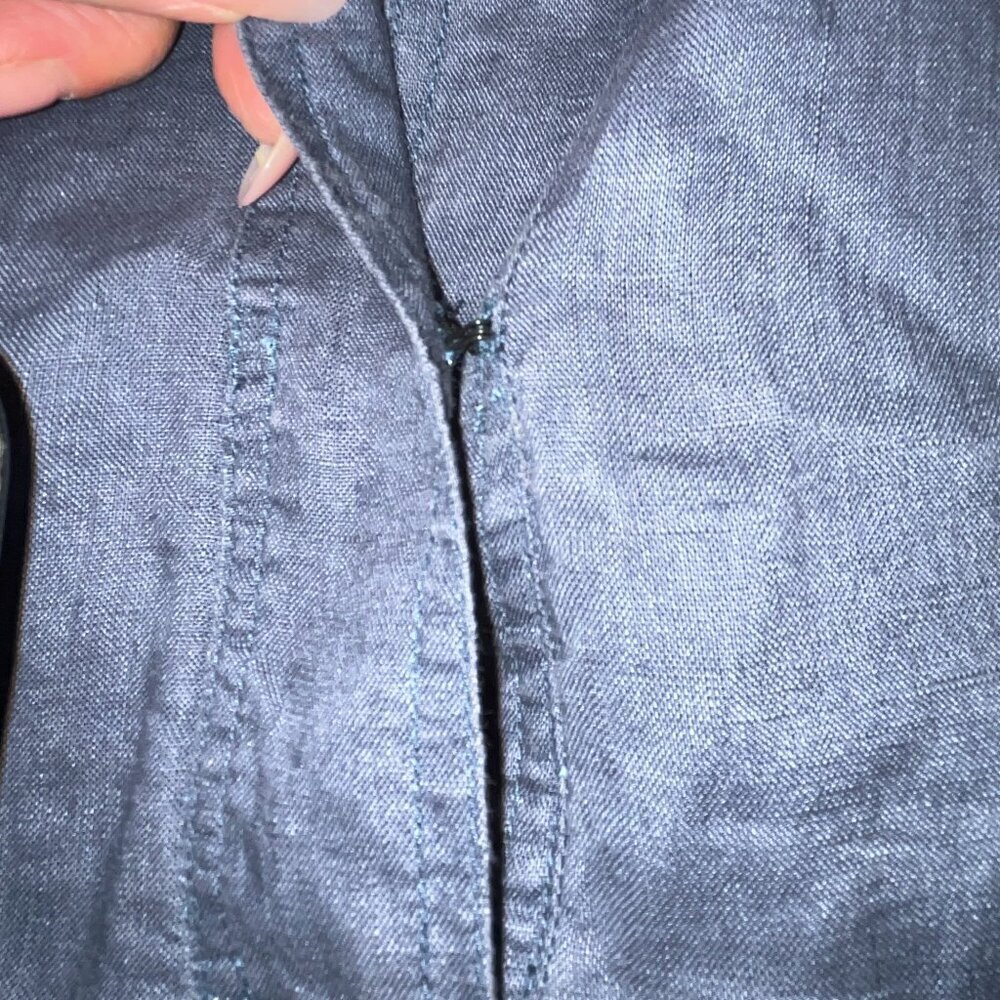 SUNDANCE BLUE 100% LINEN LONG SLEEVE RELAXED POP-OVER TUNIC SHIRT BLOUSE  EUC -S - Picture 10 of 13